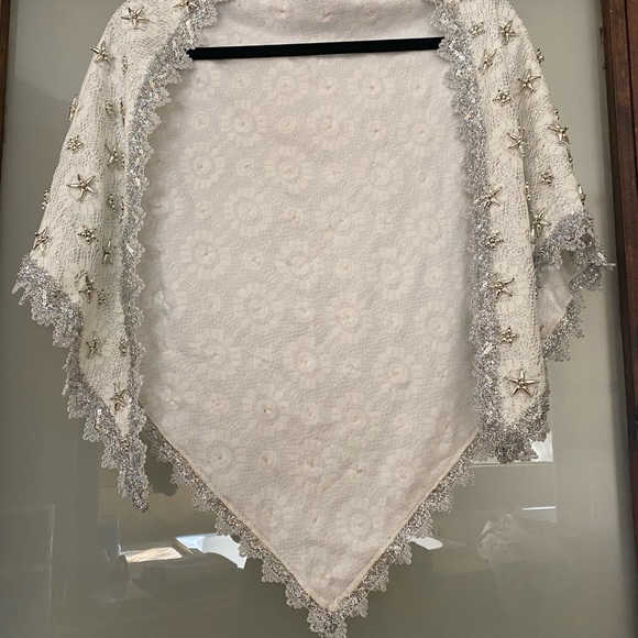 NWT Bridal Fancy handmade beaded flower scarf wrap - Picture 4 of 5